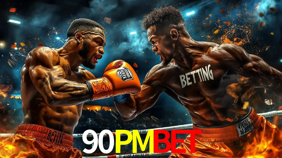 Dois boxeadores em uma luta intensa e explosiva, representando a adrenalina e as oportunidades de apostas em esportes de combate disponíveis na plataforma 90PMBET.